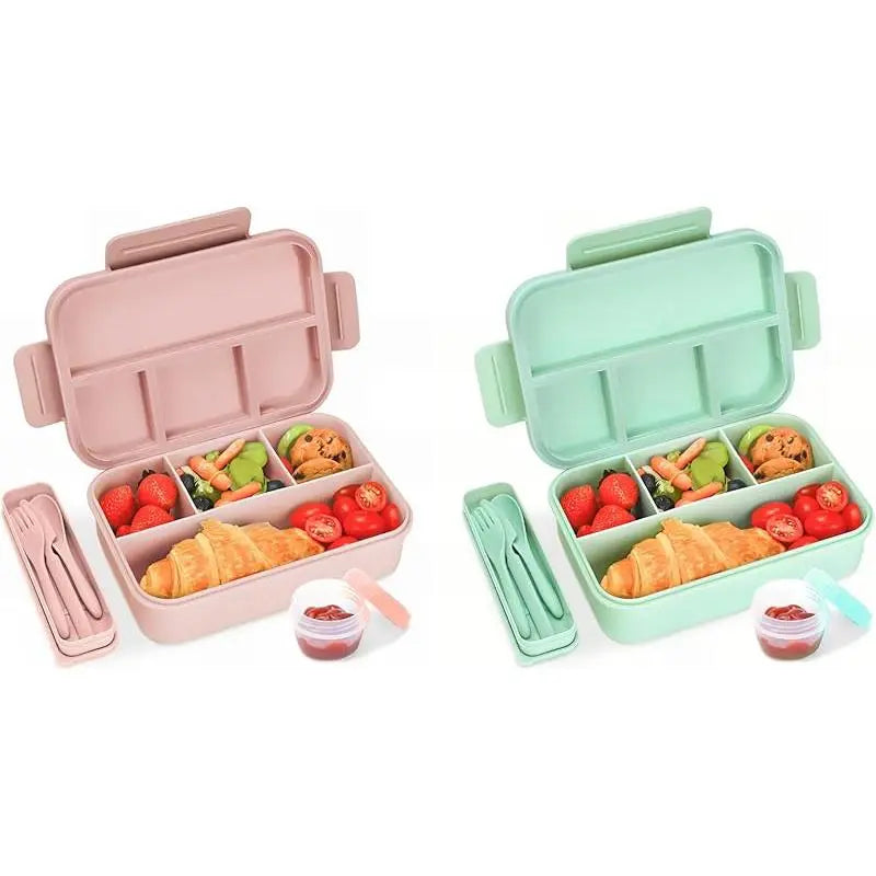 Bugucat 1300ML Leak-Proof Lunch Box with 4 Compartments for Kids & Adults - Bento Box for Boys Girls - Vesper Can Design - Ideal for Breakfast & Lunch - Includes Free Sauce Containers & Cutlery