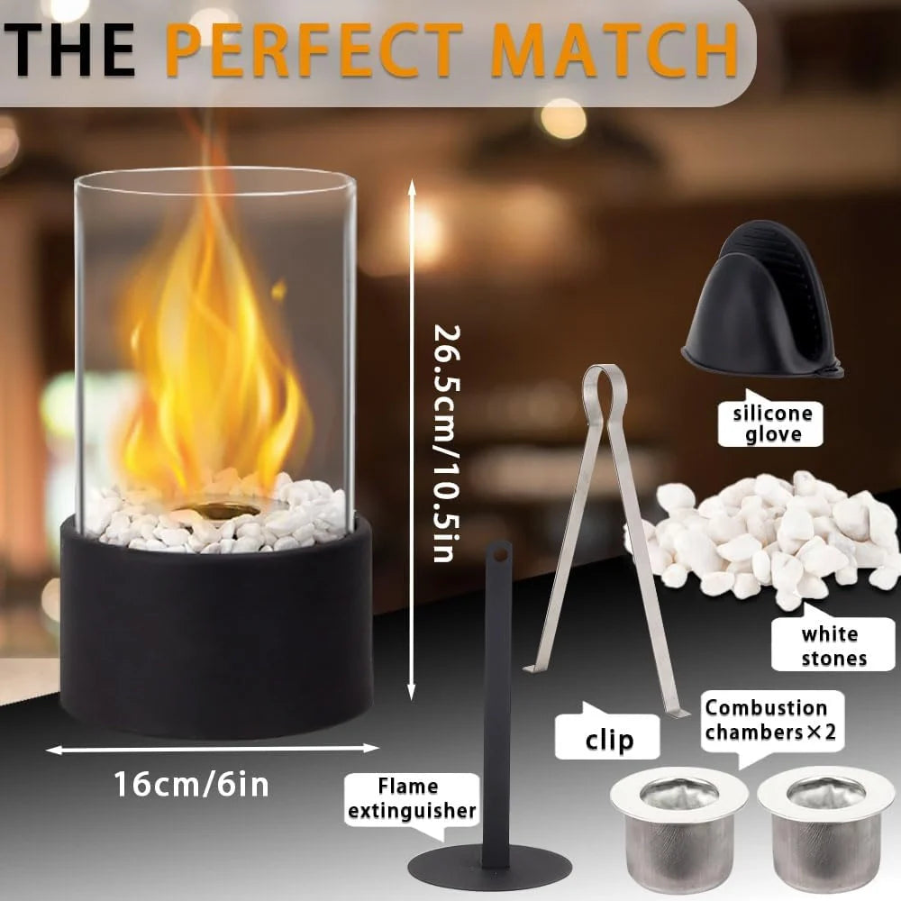 10.5" H Portable Tabletop Round Fireplace