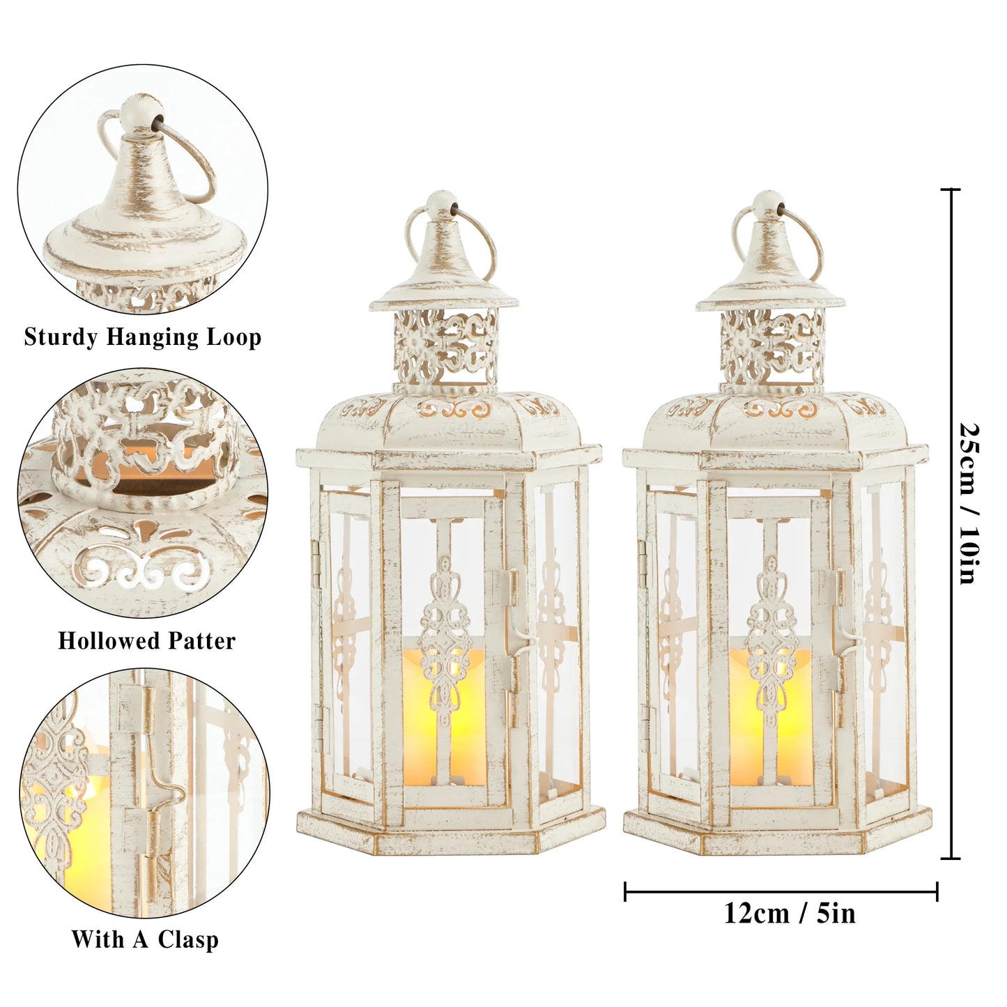 10 inch High Vintage Style Hanging Lantern(Set of 2 )