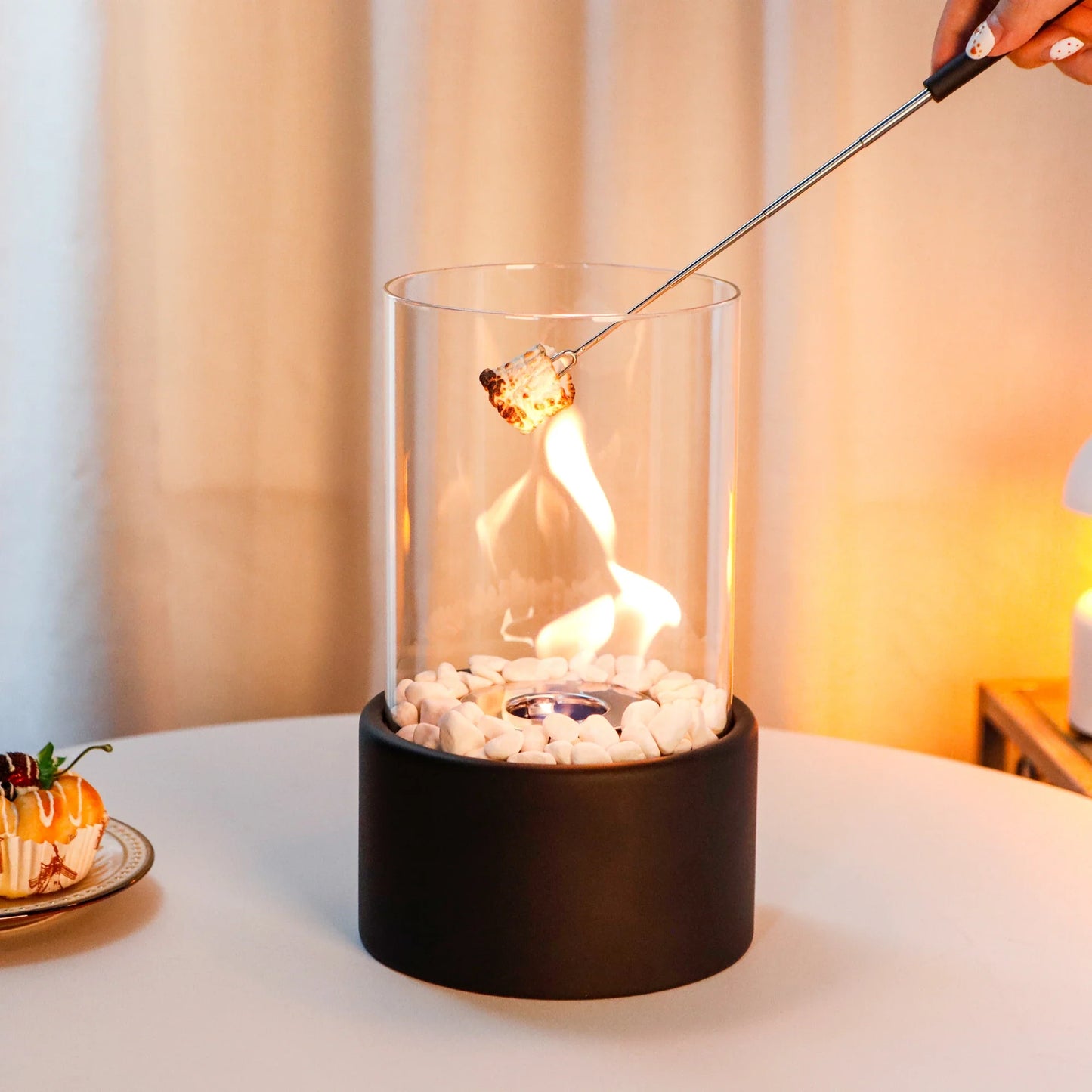 10.5" H Portable Tabletop Round Fireplace